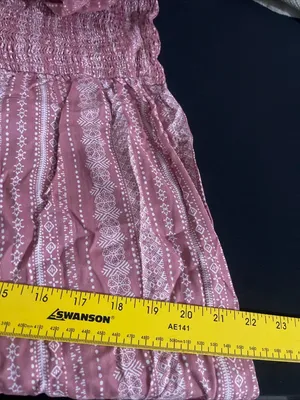 American Rag Strapless Geometric Print Dress in Red, Teal, Peach thumbnail 5
