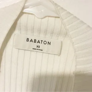 Babaton Aritzia Size XS White Ribbed Ambrosia Sculpt Knit Tie Back Top thumbnail 4