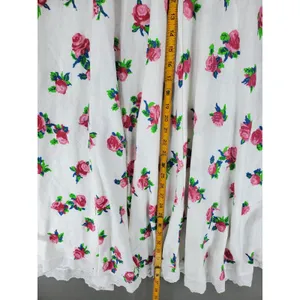 Jordache Studio Maxi Skirt Womens OS White Pink Floral Eyelet Trim Vintage 80s thumbnail 5