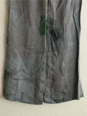 Veronica Beard 0 Robinne Wide Leg Pleated Trousers Gray Green Watercolor Artwear thumbnail 8