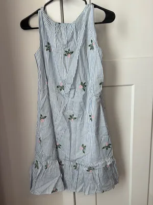 Tulip B Blue And White Striped Floral Dress Size Small New thumbnail 5