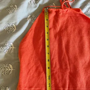 Free People Beach Seashell Sweater Romper Halter Coral Orange Knit Size Medium thumbnail 8