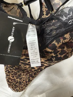 Ashley Stewart Ruched Mesh Animal Print Chemise Set thumbnail 5