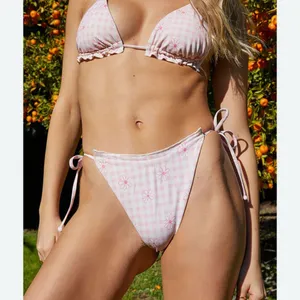 PacSun Pink Gingham Sydni Ruffle Bikini Set – NWT Small / Medium thumbnail 1