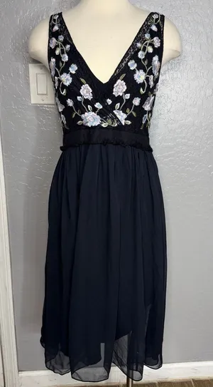 French Connection Women's Blue Abriana Floral Lace Fit & Flare Dress, US 8 thumbnail 1