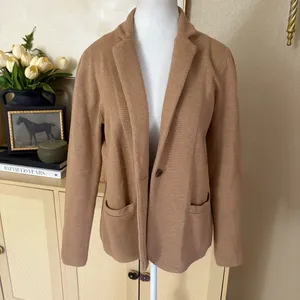 J. CREW Tan Knit Cotton‎ Schoolboy Sweater Blazer Size Small thumbnail 2