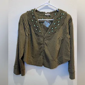 Intimately Free‎ People NWOT Sweet As Roses Lounge Set Olive green Size XS thumbnail 6