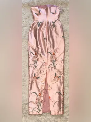 NEW SAU LEE Isla Butterfly Embroidered Strapless Satin Pink multi Gown Sz 2 thumbnail 9