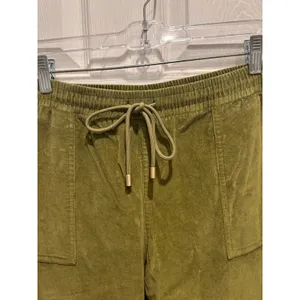 d&co‎ HERITAGE Womens Olive Green Corduroy Jogger Pants Large Drawstring Elastic thumbnail 3