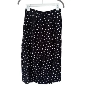 Abercrombie & Fitch Wrap Midi Skirt Black White Polka Dot XS Side Slit Women thumbnail 8