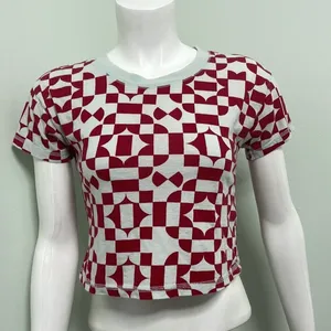 Free People FP Movement geometric red short sleeve cropped tee size XS thumbnail 4