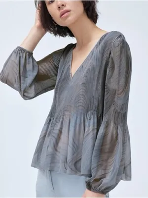 Aritzia Wilfred Daydreamer Blouse Dusky Granite Blue thumbnail 1