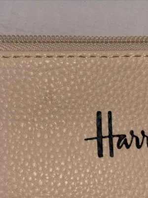 Harrods Pebbled Leather Zip Pouch in Cream thumbnail 5