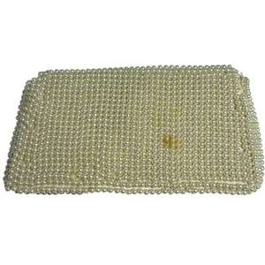 VTG 50s Pearl Beaded Clutch Japan White Evening Bag Glam Coquette Bridal Wedding thumbnail 2