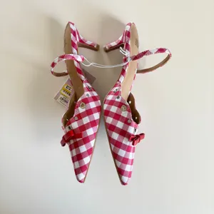 Wild Fable Lysandra Gingham Eyelet Kitten Heels Women's 7.5 Red & White NWT thumbnail 4