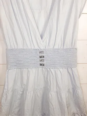 Derek Lam Light Blue Poplin V-Neck Tiered Midi Dress EUC US Size 4 MSRP $398 thumbnail 8