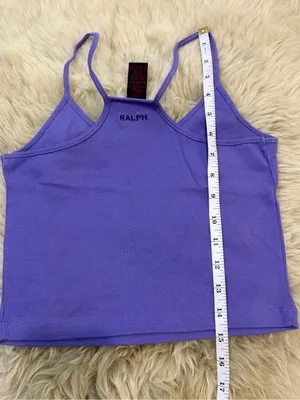 Vintage 90s Ralph Lauren Baby Tank Top Y2K Lilac Purple Cotton Crop Size S thumbnail 6