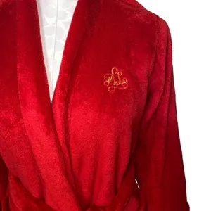 Lauren Ralph Lauren Red Plush Fleece Belted Loungewear Robe Size Medium thumbnail 2
