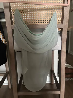 Peppermayo Off-Shoulder Sage Green Ruched Mesh Top thumbnail 2