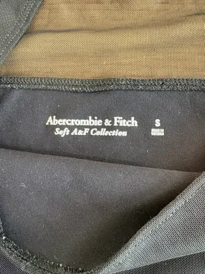 Abercrombie & Fitch Black Long-Sleeve Mesh-Back One-Piece Bodysuit thumbnail 3