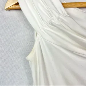 White House Black Market WHBM White Ruched‎ Side Off Shoulder Blouse S thumbnail 4