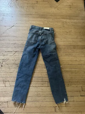 Re/Done Classic Button-Fly Distressed Women’s Jeans - Blue thumbnail 9