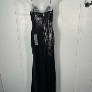 MAC DUGGAL Black Sequined Spaghetti Strap Mermaid Dress Size 4 NWOT thumbnail 8