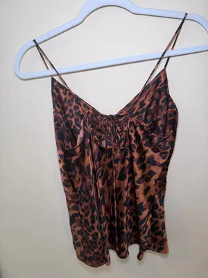 a new day Leopard Satin Cami in Brown and Black thumbnail 3