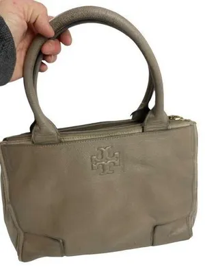 Tory Burch Ella work tote/Large tan pebbled leather/neutral Leather- fair condi thumbnail 1