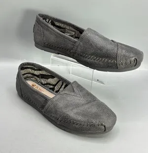 Skechers Bobs Rain Dance Flats Shoes Women 7 Gray Faux Leather Walking Slip On thumbnail 1