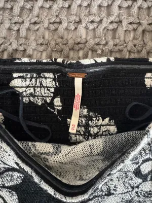 Free People Black and Cream Floral Tube Top thumbnail 2