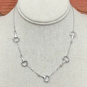 Spaced Half Snaffle Bit Necklace Silver thumbnail 1