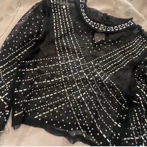 Black sheer rhinestone top thumbnail 3