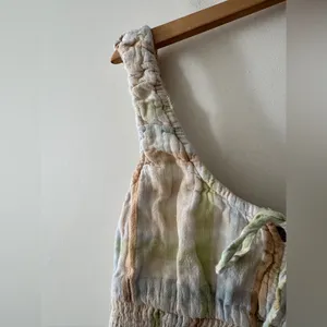 American Eagle Plaid Pastel Earth Tones‎ Smocked Bubble Crop Top thumbnail 3