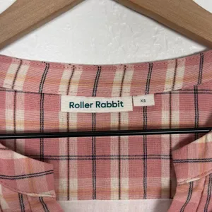 Roller Rabbit Plaid Long Sleeve V-Neck Mini Dress Cotton Pink Size XS thumbnail 3