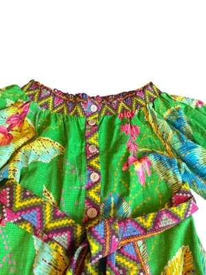 Farm Rio Banana Leaves Off-the-Shoulder Midi Dress Bright Colorful Size Small thumbnail 4