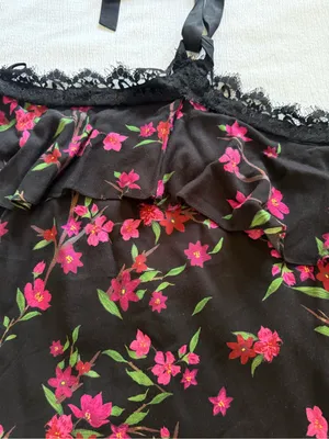 Alice & Olivia Alyssa Sakura Flower Off-the-Shoulder Top Halter Neck Size Large thumbnail 3