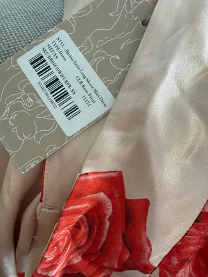 NWT MESHKI Davina satin long sleeve mini open back rose print dress size XS thumbnail 2