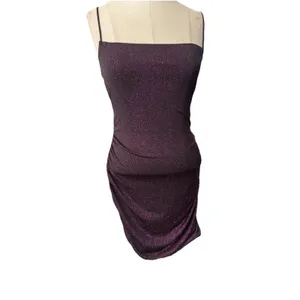 Lulus Take Me Anywhere Purple black glitter Mini Dress Medium Open Back Strappy thumbnail 5