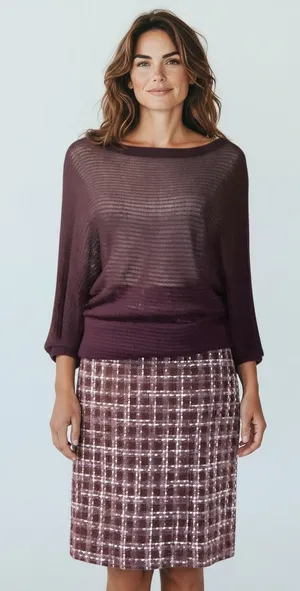 Express Plum Purple Loose Knit Batwing Boat Neck Sweater Medium thumbnail 1