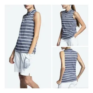 Nike dryfit grey white striped polo sporty golf tennis athletic tank top S thumbnail 2