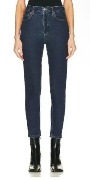 RE/DONE‎ High Rise Ankle Crop Jeans In Dark Rinse Size 26 thumbnail 1