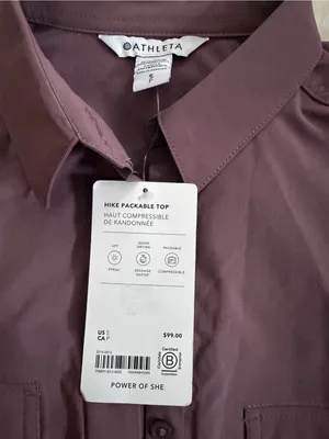 NWT ATHLETA HIKE PACKABLE TOP maroon size small oversized fit thumbnail 4