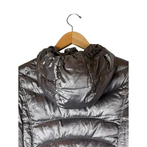 Andrew Marc Puffer Jacket Women Medium Pewter Lightweight Packable Down Hooded‎ thumbnail 4