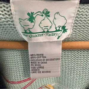 Quacker Factory Snowman Winter Cardigan Sweater‎ Appliqué Beads Colorful Large thumbnail 7