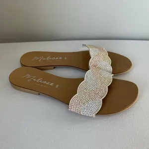 Matisse Beaded Slide Sandals White Multicolor Made In Italy Women's Size 8 thumbnail 2