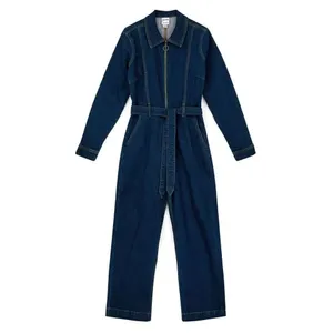 Womens Joanie Clothing MacDougal Indigo Denim Jean LS Jumpsuit Boilersuit Sz 14 thumbnail 2