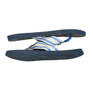 Tory Burch Striped Logo Flip Flops Women 10 Blue White Good Nautical Beach Thong thumbnail 4