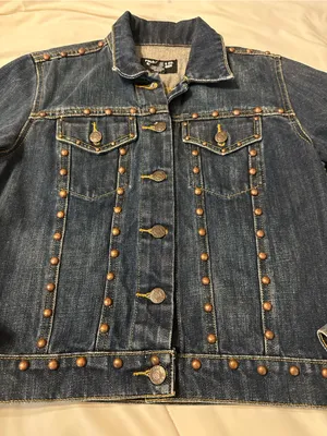 Polo Jeans Co. by Ralph Lauren Dark Blue Vintage Studded Denim Jacket - Size M thumbnail 5