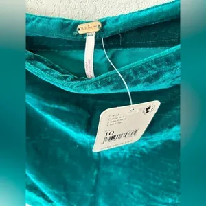 NWT Free People Deep Teal Velvet Mini Skirt SZ 10 thumbnail 8